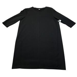 Old Navy Ribbed 3/4 Sleeve Shift Little Black Dress NEW WITH TAGS Neutral